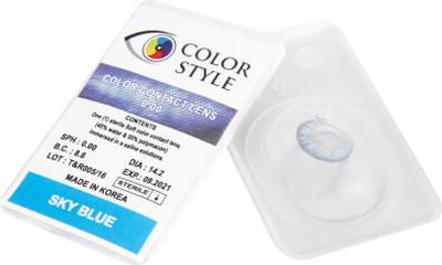 

Color Style Sky Blue Colored Contact Lenses Half-yearly Contact Lens(0, Sea Blue, Pack of 2)