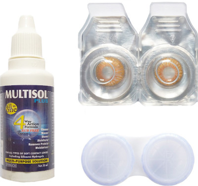 Crystal Hazel Color Contact lens with Case & Solution Monthly Contact Lens(0, Hazel, Pack of 2)