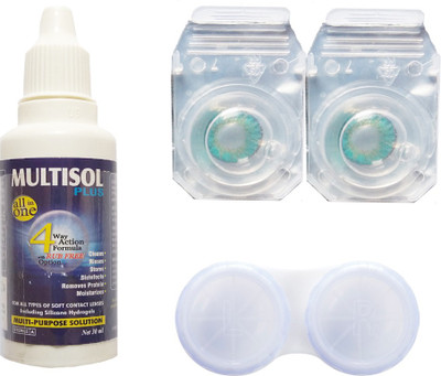 

Crystal Turquoise Color Contact Lens With Case & Solution Monthly Contact Lens(0, Turquoise, Pack of 2)