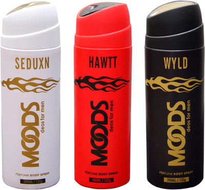 

Moods HAWTT , SEDUXN & WYLD DEO Deodorant Spray - For Men & Women(150 ml, Pack of 3)