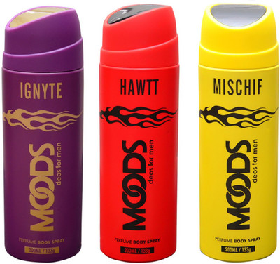 

Moods IGNYTE , HAWTT & MISCHIF DEO Deodorant Spray - For Men & Women(150 ml, Pack of 3)