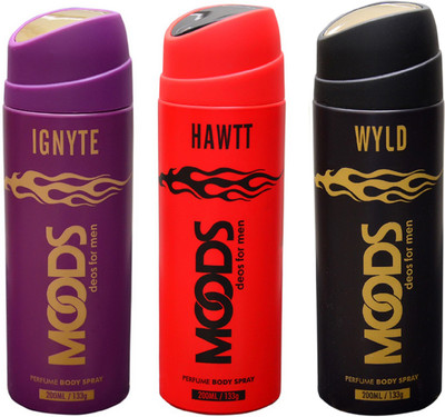 

Moods IGNYTE , HAWTT & WYLD DEO Deodorant Spray - For Men & Women(150 ml, Pack of 3)