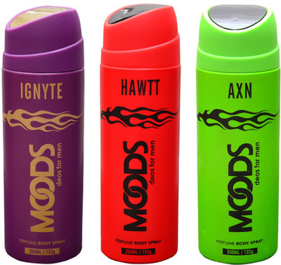 

Moods IGNYTE , HAWTT & AXN DEO Deodorant Spray - For Men & Women(150 ml, Pack of 3)