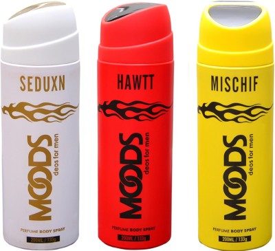 

Moods HAWTT , SEDUXN & MISCHIF DEO Deodorant Spray - For Men & Women(150 ml, Pack of 3)