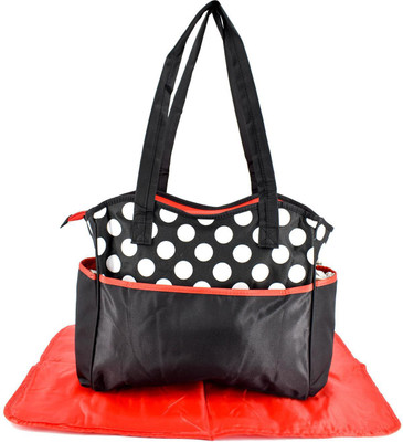 

SHOPNJAZZ Mother Bag with Diaper Changing Mat - Black/Red & White Dot Mother Bag(Multicolor)