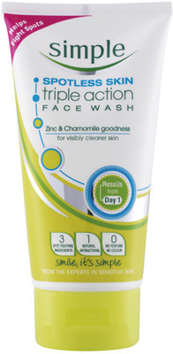 

Simple Spotless Triple Action Face Wash -Results from Day One UK's no 1 Facial Brand Face Wash(150 ml)