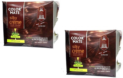 

Color Mate Silky Crème Hair Color, 3.0 Dark Brown (Pack of 2) Hair Color(3.0 Dark Brown)