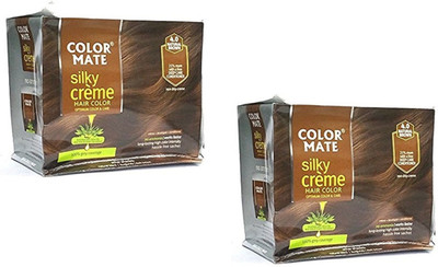 

Color Mate Silky Crème Hair Color, 4.0 Natual Brown (Pack of 2) Hair Color(4.0 Natural Brown)
