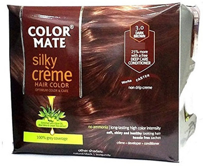 

Color Mate Silky Crème Hair Color, 3.0 Dark Brown Hair Color(3.0 Dark Brown)