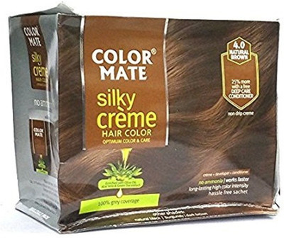 

Color Mate Silky Crème Hair Color, 4.0 Natual Brown Hair Color(4.0 Natural Brown)