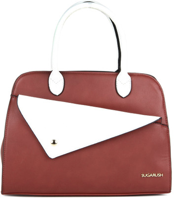 Sugarush Satchel(White, Maroon), Maroon;white