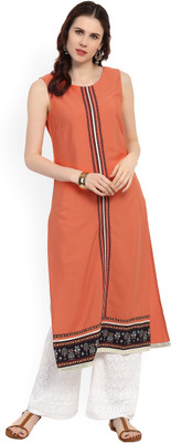 W Women Printed Straight Kurta(Orange) W Women Printed Straight Kurta(Orange)