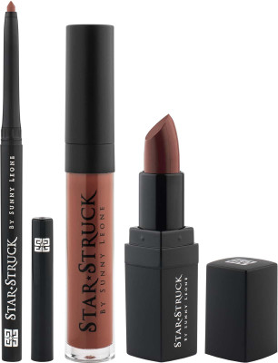 

Star Struck By Sunny Leone -Cinnamon, 3pc Lip Kit (Intense Matte Lip Color,Liquid Lip Color, Longwear Lip Liner)(Pack of 3)