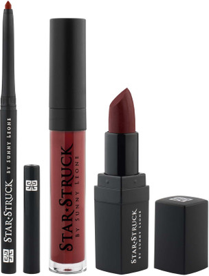 

Star Struck By Sunny Leone -Starry Night, 3pc Lip Kit (Intense Matte Lip Color,Liquid Lip Color, Longwear Lip Liner)(Pack of 3)
