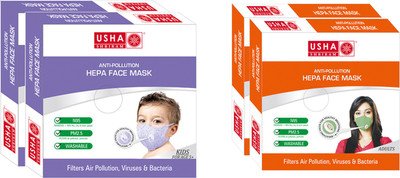 

Usha Shriram Air Mask Adult and kid Face Mask (pack of 4) k4-a4 Mask and Respirator