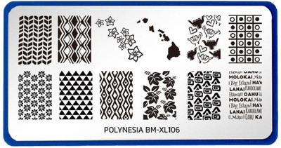 

Bundle Monster XL Rectangular Nail Stamping Plate Polynesia: Island Shakas (BM-XL106)(Silver)