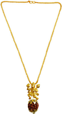 rich & famous Hanuman Bajrang Bali Rudraksha Pendant For Men/Women Gold-plated Wood, Metal Pendant