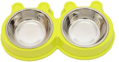 

Sri High Quality Stainless Steel Double Food And Water Bowl Safety Healthy Food Dish For Cat/Puppy- X-Small (Green) Round Plastic Pet Bowl(100 ml Green)