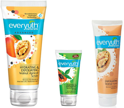 

EVERYUTH NATURALS PURIFYING & EXFOLIATING NEEM PAPAYA SCRUB 25 GM + EXFOLIATING WALNUT SCRUB 50 GM + HYDRATING & EXFOLIATING WALNUT APRICOT SCRUB 100 GM Scrub(100 g)