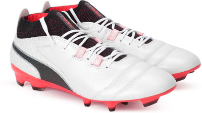 

Puma ONE 17.1 FG Football Shoes For Men(Multicolor, Puma white-puma black-fiery coral