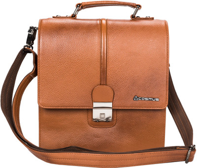 

Cosmus Men & Women Formal Tan Genuine Leather Sling Bag