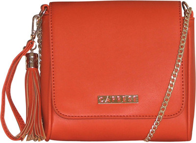 

Caprese Women Evening/Party Orange PU Sling Bag