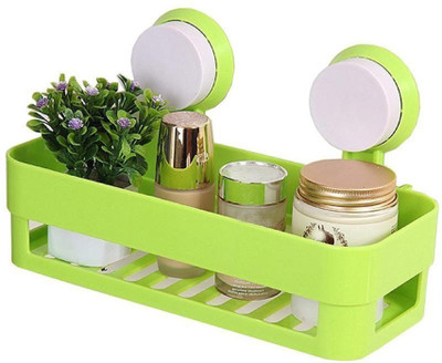 

House of Quirk Strong Suction Shower Caddy Bathroom Shelf Storage Organization with Rack Basket Sucker Cup for Shampoo, Conditioner, Soap (Green)(Green)