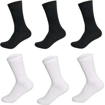 PinKit Men Solid Mid-Calf/Crew(Pack of 6)