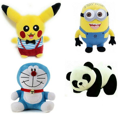 

soniya Enterprises panda-40cm doreamon-25cm minion-30cm and pikachu - 28 cm(Multicolor)