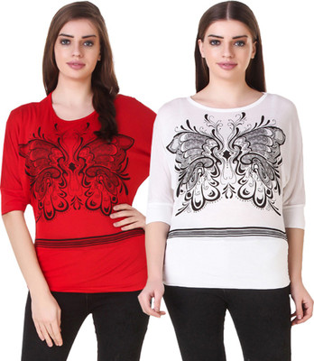 Hardys Party 3/4 Sleeve Printed Women Multicolor Top