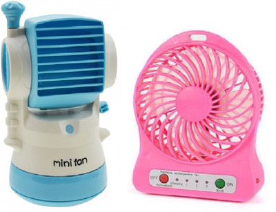 

Elegant Shopping Air Conditioner Rechargeble Fan Desktop Humidifier Fan Portable Cooling, Blue, white USB Fan, USB Humidifier(Blue, Pink)