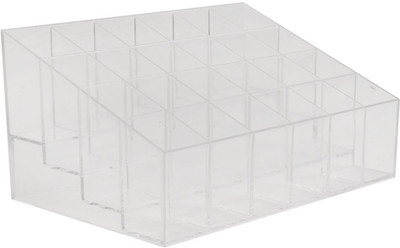 

House of Quirk 24 Slot Acrylic Jewelry & Cosmetic Organizer Jewellery, Brush, Makeup Vanity Box(Transparent)
