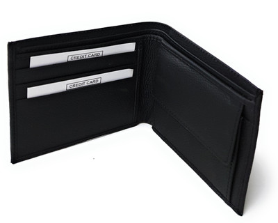 

11e Men Black Artificial Leather Wallet(3 Card Slots)
