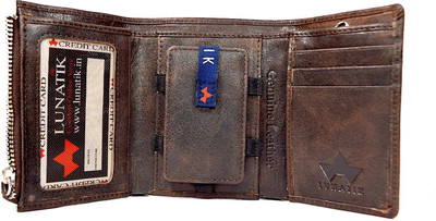 

Lunatik Men Brown Genuine Leather Wallet(7 Card Slots)