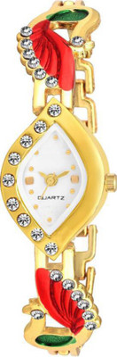 

Musket Stylish Beautiful Designer White Dial Golden Morin Strap Watch - For Girls