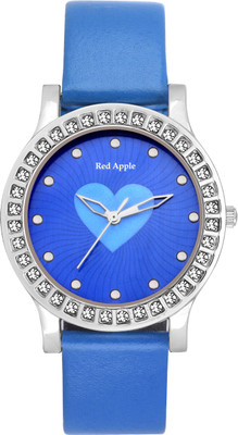 

Red Apple Heart Printed | Crystal Sudden Blue Dial Crysta Watch - For Girls