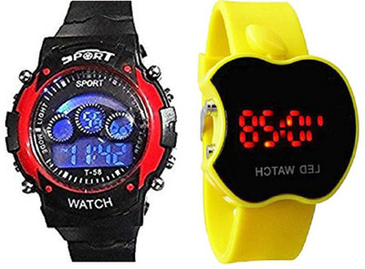 

blutech Sports Watch Collections - Digital red -black and yellow dail Sports Watch & Unisex Silicone Black Led Digital Watch for Boys, Girls, Men, Women & Kids Watch - For Boys