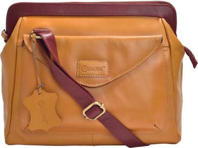 

HIDECART Monochromatic Body Leather Flanking Bag. Waterproof Sling Bag(Yellow, 4 L)
