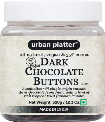 

Urban Platter All Natural, Dairy-Free and 55% Cocoa Vegan Dark Chocolate Buttons Topper(350 g, Chocolate)