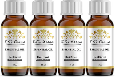 

Rks Aroma Basil (Sweet) Essential Oil - 100% Pure & Natural (Pack of 4)(40 ml)