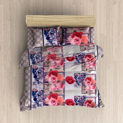 

MH DÉCOR 120 TC Cotton Double Printed Bedsheet(Pack of 3, Multicolor)