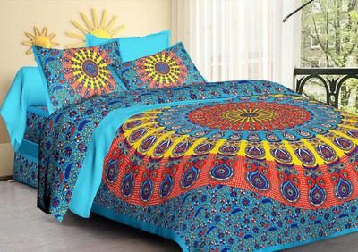 

Saba Dream Collection 200 TC Cotton Double Printed Bedsheet(Pack of 1, Multicolor)