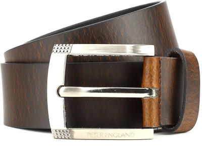 

Peter England Men Brown Genuine Leather Belt, Matt red
