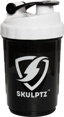 

SKULPTZ Protein Shaker Gym Bottle with 2 Storage Compartments 1 Pill tray & Spider Mixer (500ml) - Black/White 500 ml Shaker(Pack of 1, White)