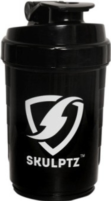 

SKULPTZ Protein Shaker Gym Bottle with 2 Storage Compartments 1 Pill tray & Spider Mixer (500ml) - Black 500 ml Shaker(Pack of 1, Black)