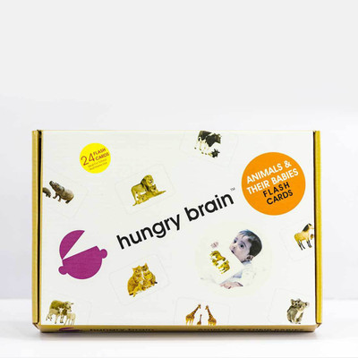

hungry brain ANIMALS & THEIR BABIES flash cards-Easy & fun way of learning-1 yr-6 yr Kids(Purple)