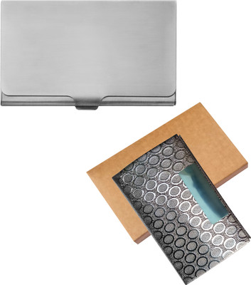 

Printmystic.com 10 Card Holder(Set of 2, Silver)