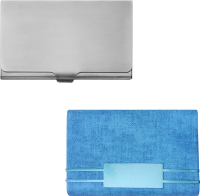 

Printmystic.com 10 Card Holder(Set of 2, Blue, Silver)