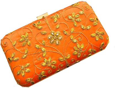 

Craftbazaar Party Orange Clutch