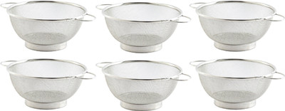 KUBER INDUSTRIES Stainless Steel Double Mesh Fruits/Vegetable Basket Strainer Set of 6 Pcs (Code-VB48) Colander(Silver)